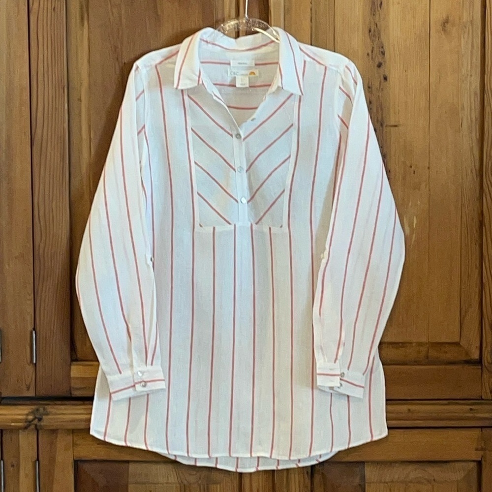 C&C California White Tunic with Red Stripes